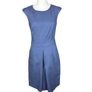 PESERICO: Blue Sleeveless Sheath Pleated Dress -Size 40 /8 US